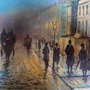 Original Oil Painting Parisian Docks ~ Signed